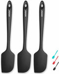 Silicone Spatula for Kitchen, 600°F Heat resistant Spatulas for Baking, Cooking, Scraping,and Mixing, Non Stick Kitchen Utensils, BPA Free, 11.2 IN, 3 Pack, Black