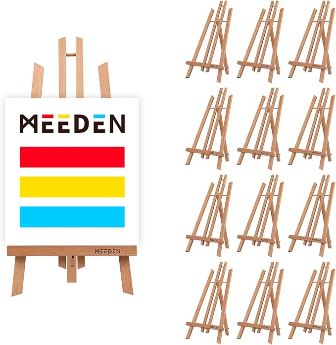 MEEDEN 20 Inch Tabletop Easel: 12 Pack Beech Wood Easel for Painting - Display Table Top Easel Canvas Stand for Painting Sign