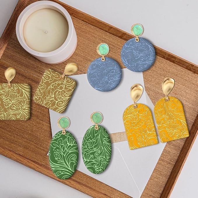 CHGCRAFT Clay Texture Mat Retro Floral Clay Texture Sheets Silicone Polymer Stamp Sheet Modeling Pattern Pad for Polymer Pattern Making Earrings Jewelry 5.5x5.5inch