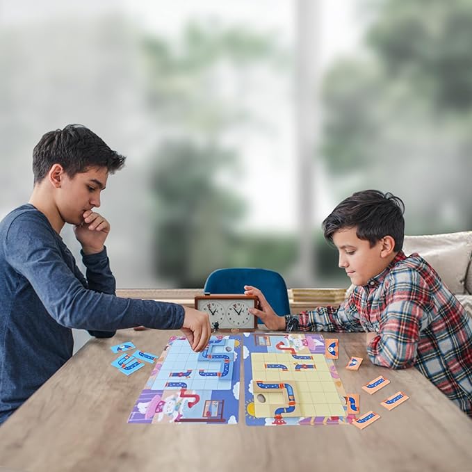 Logical Puzzle,Sequence Matching Game,with Cards（30 Scenes）,Classic Path Planning Toy,STEM Educational Toys,Family Game,Logic Labyrinth Games for Adults and Kids(2 Puzzles).