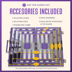 Get The Games Out Backgammon Set, Classic Board Game Case, 2 Players, Includes Strategy & Tip Guide, Perfect for Parties and Family Game Nights -Small, Purple