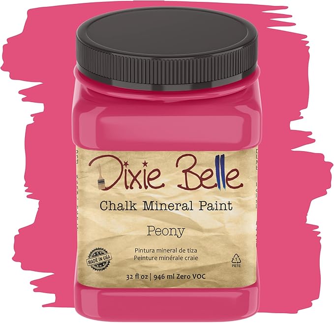 Dixie Belle Paint Company Chalk Finish Furniture Paint - Peony (32oz) - Matte Hot Pink Chic Chalk Mineral DIY Furniture Paint