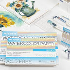 MEEDEN Watercolor Paper Block, 100% Cotton Watercolor Paper Pad of 20 Sheets, 140lb/300gsm, Acid-Free Art Paper for Watercolor, Gouache, Ink and More, 10" x 7" Rough Grain
