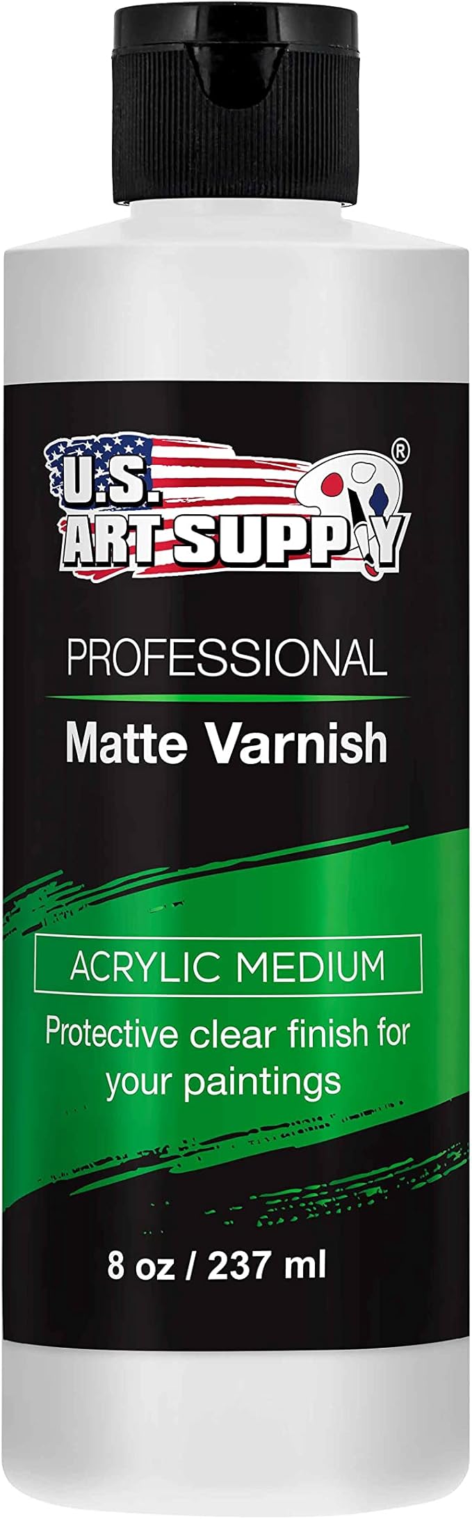 U.S. Art Supply 8 oz Matte Acrylic Varnish for Acrylic Painting, Permanent Clear Protection, Reduces UV & Photography Glare