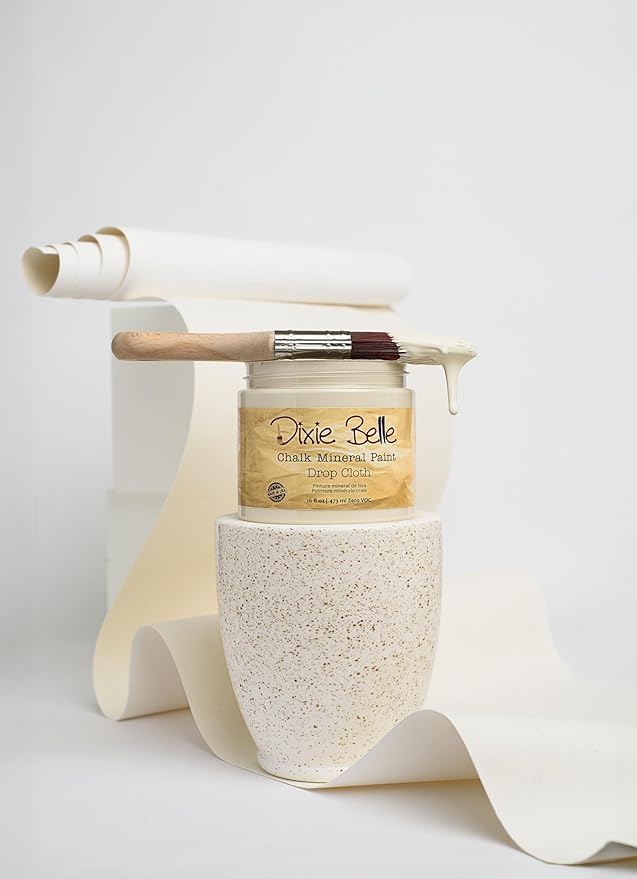 Dixie Belle Paint Company Chalk Finish Furniture Paint - Drop Cloth (32oz) - Matte Linen White Chic Chalk Mineral DIY Furniture Paint