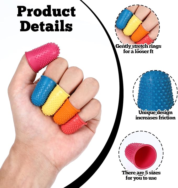 25 PCS Silicone Finger Protectors, Rubber Fingers Tips, Rubber Finger Tips Office, Rubbers Thimbles for Knitting, Sewing and oOther Processes