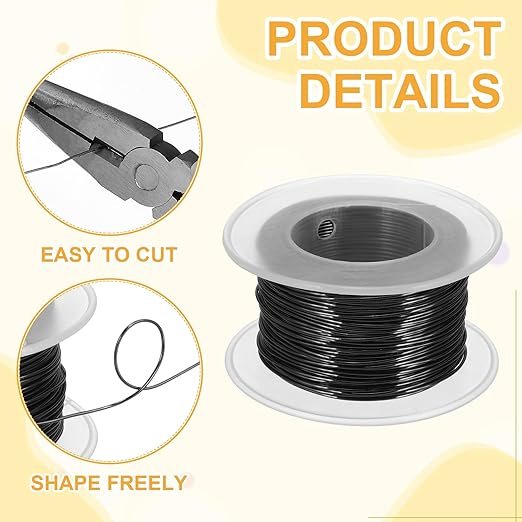 uxcell 20 Gauge / 0.8mm Anodized Aluminum Wire for Jewelry Craft Making, 102 Feet Bendable Flexible Wire for DIY Home Decor Gardening Sculpture, Black