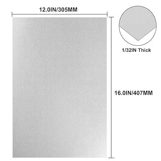 Galvanized Metal Sheet 12" x 16" x 1/32" Inch Galvanized Steel Sheet Plates for Magnetic Mount Board Wall 20GA(0.80MM) Galvanized Steel Plate Panels Stock for Roof Flashing Fixing Repair, Crafts, DIY