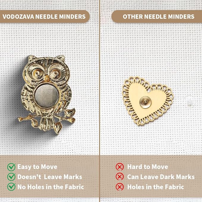 Needle Minder Magnet, Magnetic Needle Minder, Needle Minders Magnetic Cross Stitch Accessories, Magnetic Needle Holder, Life Tree, Butterfly, Cats, Owl, Heart (OWL)