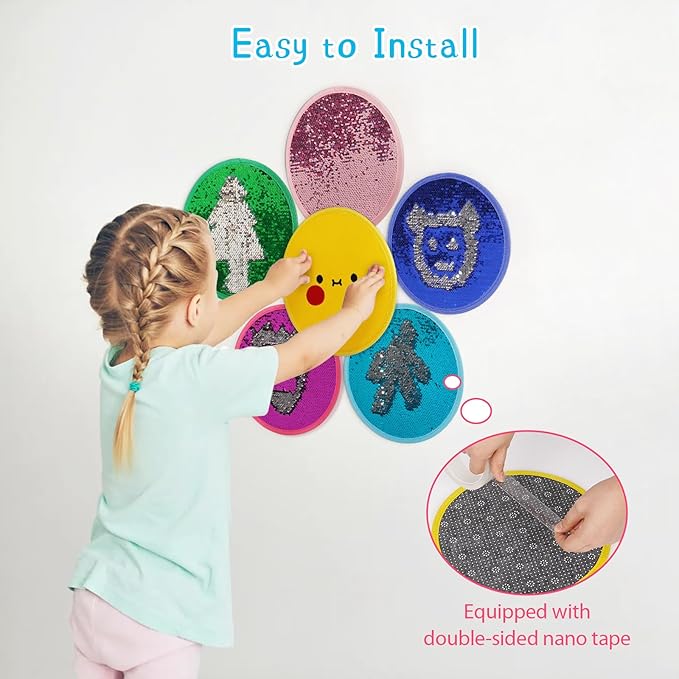 Sensory Wall Panel for Kids, Sequin Sensory Wall, Sensory Mats for Autistic Children and Toddlers, Wall Busy Board Sensory Room Must Haves (Flower)