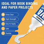 Book Repair & Binding Glue Kit – 8.5 Oz + 2×1.35 Oz Acid-Free PVA Adhesive – Neutral pH, Dries Clear & Flexible for Books, Crafts, Collages & Paper Art, Used for Bookbinding and Book Repair