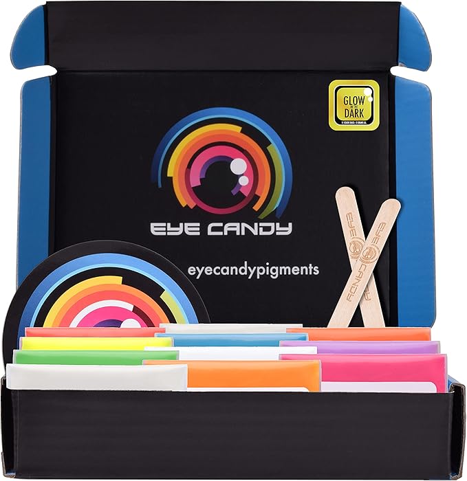 Eye Candy Pigment Powder Sets - Mica Powder for Epoxy Resin Art - Woodworking - Cosmetic Grade Mica Powder - Bath Bombs - Pigment Powder Variety Pack - Non-Toxic and Skin Safe (Glow in The Dark Set)