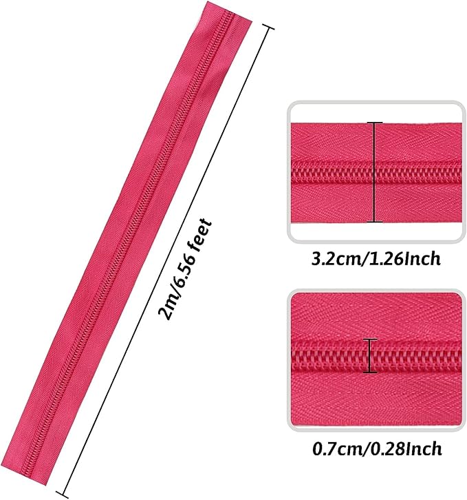 DOITEM 13 Yards 6 Pieces #5 Zippers Assorted Nylon Zipper Nylon Coil Zippers Colorful Sewing Zipper 24 Plastic Sliders for Sewing Supplies
