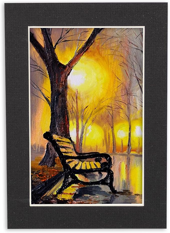 6x8 Mat for 8x10 Frame - Precut Mat Board Acid-Free Show Kit with Backing Board, and Clear Bags Textured Black 6x8 Photo Matte Made to Fit a 8x10 Picture Frame Matboard for Framing, Pack of 10 Mats