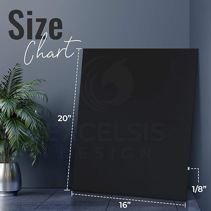 Black Foam Board 16 x 20 x 1/8" (3mm) Inch, 15 Pack Acid-Free Foam Core Poster Board Sheets for Art, Crafts, Presentation, Vision Board, Signboard, and Party Decorations