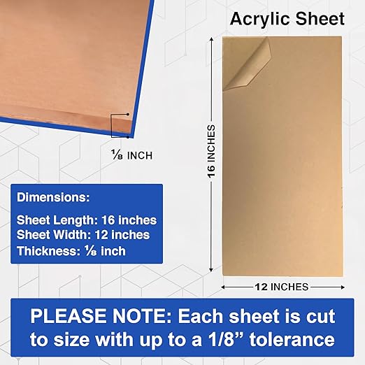 Duco USA-Made Clear Cast Acrylic Sheet 1/8 Inch Thick 12" x 16" - 2 Pack of Transparent Plexiglass Sheet - Lightweight Acrylic Board for Window Replacements, Displays, Signs, and More