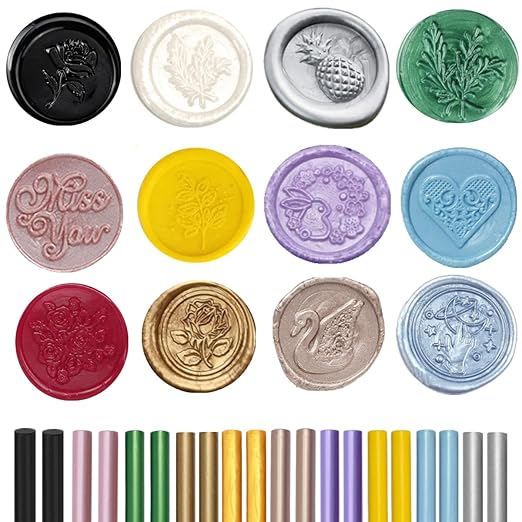 Bronze Wax Sealing Sticks, ONWINPOR 10pcs Glue Gun Wax Seal Sticks for Wax Seal Stamp, Melting Wax Seal Sticks for 0.43'' Glue Gun Wax Sealing Sticks (Antique Gold)