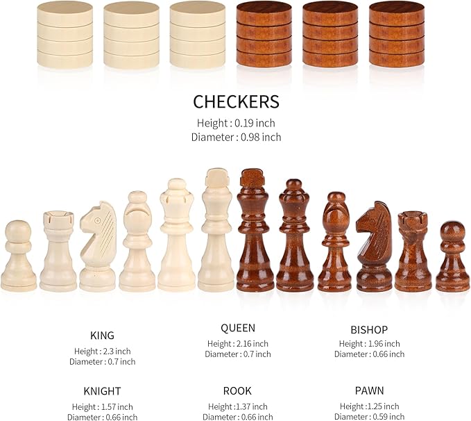 Chess Set Board for Kids & Adults, 12" Travel Magnetic Chess & Checkers Folding Board 2 in 1 Sets, Portable Folding Leather Chess Boards with 3 Velvet Bag Packaging Pieces