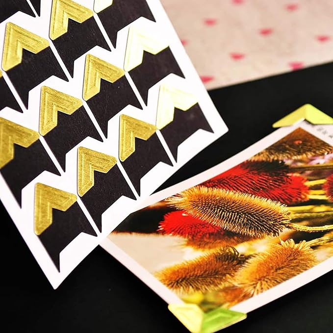 10 Sheet (240-pack) Photo Corners Self Adhesive Photo Foto Corner Stickers for Scrapbooking Personal Journal (Style2-10sheet Gold)