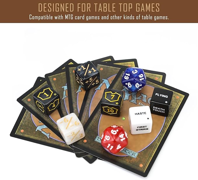 62PCS MTG Dice Counters Bulk Ability Keywords MTG Tokens Shield Life Counter Dice Set for Magic Card Accessories, Compatible with TCG Card Game Accessories CCG Creature Stats