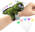 Cute Dinosaurs Wrist Pin Cushion for Sewing with Magnetic, Snap Bracelet Wrist Bands for Pins and Needles Include 50 Lovely Butterfly Straight Pins.