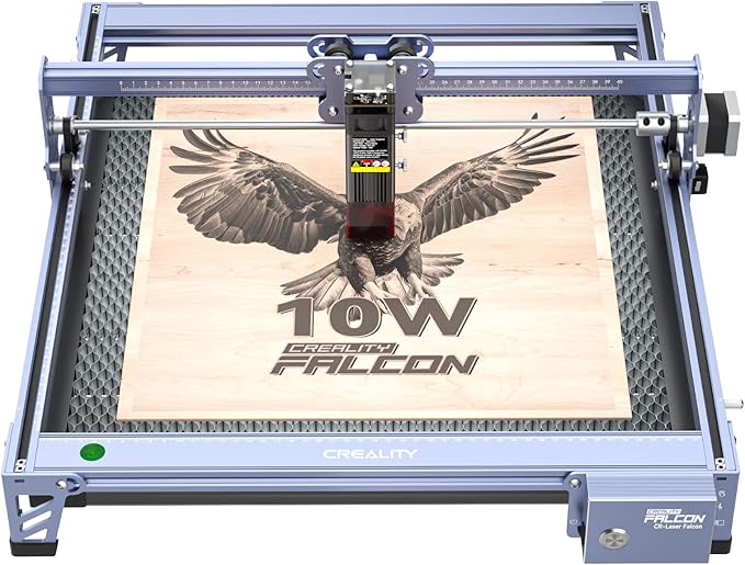 Creality Falcon 10W Laser Engraver, with Honeycomb Laser Bed 500x500mm, 10000mm/min, 72W High-Precision Laser Cutter for Wood, Acrylic, Pre-Installation and Out-of-The-Box