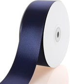 1-1/2 Inch Navy Blue Ribbon, 50 Yards Craft Polyester Satin Ribbon Perfect for Gift Wrapping, Handmade Roses, Wedding Party Decorations and DIY Crafts