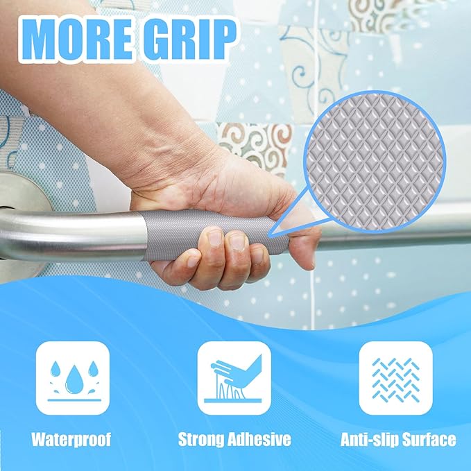 Rubber Grip Tape, Ultra-Thin Strong Adhesive Anti-Slip Waterproof Heat Resistant Wear-Resistant Cushion Pad, Making Handles or Contact Surfaces Safer, with Grip and Comfort (Gray, 1In x 10Ft)