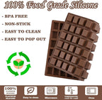 Sakolla 2 Pack Square Chocolate Molds, 72 Cavities Terrace Silicone Molds for Chocolate, Candy, Gummy, Jelly, Ganache, Ice Cubes (Brown)