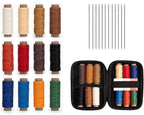 WUTA Leather Waxed Thread Round Polyester Sewing Threads with 12 Pcs Needles and Storage Bag Leather Craft Hand Stitching Line DIY Bracelet Thread Repair Work Cord (0.45mm