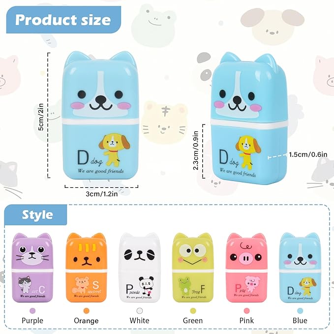 24 Pcs Cute Eraser for Pencils Cute Animals Eraser with Cover and Clean up Roller Kawaii Erasers for Kids Fun Erasers Back to School Supplies Kid Party Favors Gift