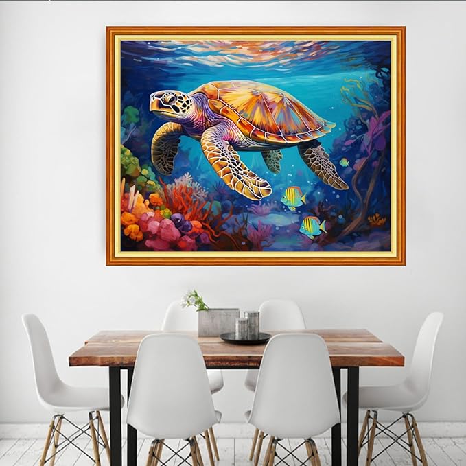 Dooxvey Cross Stitch Kit for Adult Beginners - Millennium Turtle 16x20 inch Pattern