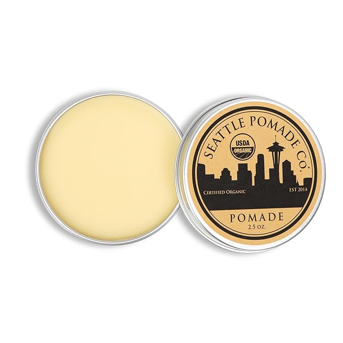 Seattle Pomade Co. USDA Certified Organic Pomade. Medium Hold & High Shine, Hair Styling Formula Non GMO, Made with organic materials from around the world.