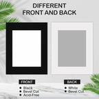 15 Pack 20x16 Black Picture Mats, Frame Mattes for 11x14 Pictures Display Photo Frame Mat Core Bevel Cut Mat Board Show Kit for Photos, Prints, Artworks