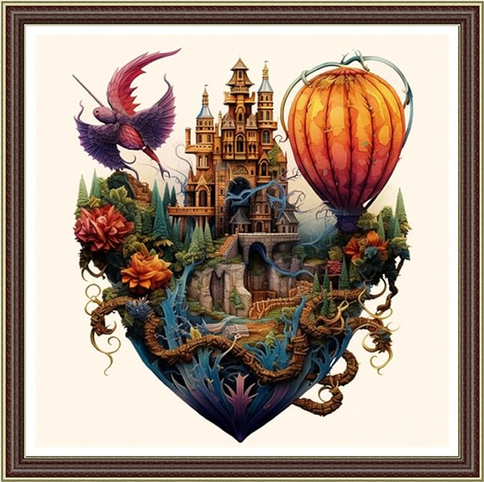 Foxhool Beginners Cross Stitch Kits Stamped Full Range of Embroidery Kits for Adults DIY Cross Stitches kit Embroidery Patterns for Needlepoint kit-Magic Castle 17.7x17.7 inc