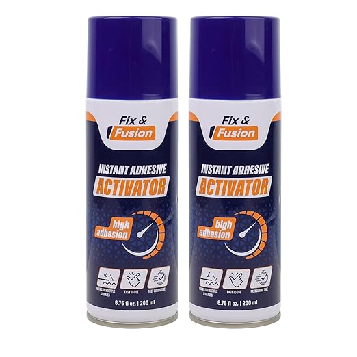 FIX & FUSION Activator Spray (6.76 Fl Oz), Instant Cure Accelerator for Cyanoacrylate (CA) Super Glue for Wood, Plastic, Rubber, Granite, and DIY & Professional, Accelerates Bonding Strength, (2 Pack)