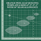 Orange Peel Leaf Quilting Template Set | Essential Quilting Supplies for Leaf-Shaped Designs | Includes Sizes 4", 3", 2", 1" | 1/8 Clear Acrylic | Features 1/4" Seam Allowance