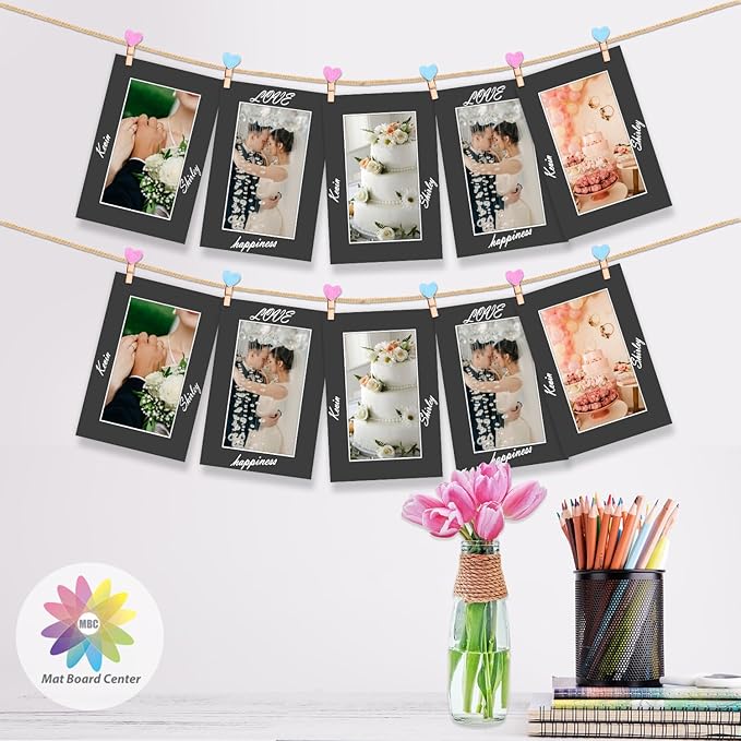 MBC MAT BOARD CENTER, 10 Pack 4x6 for 3x5 Black Picture Mats Frame Mattes, Bevel Cut, Acid Free, 4-ply Thickness