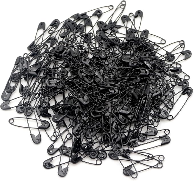 500PCS Safety Pins, 0.75Inch/19mm Small Safety pins, Rust Resistant Nickel Plated Steel Set for Crafting, Sewing, Rimming Fastening Clip Button for Garment Hang Tag (Black)
