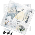 20-ct 13x13 Christmas Paper Decoupage Napkins, 3-Ply Servilletas Tissue Napkin for Dinner and Parties, Disposable Napkins (Animal Winter)