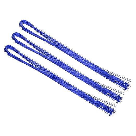 PATIKIL 32 Inch 22 Gauge Floral Stem Wire, 3 Pack/120 Pieces Bouquet Stem Paper Wrapped for DIY Crafts Flower Arrangements, Blue