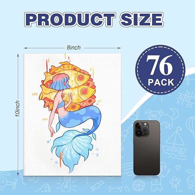 FUMILE Canvas for Painting 8x10, 76 Pack Canvas Boards for Painting Primed Acid Free Canvas Value Pack for Beginners & Artist, Canvas Bulk for Classroom and Painting Parties.