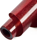 HTVRONT Red Glitter Heat Transfer Vinyl - 10" x 5FT Red Glitter HTV Vinyl for T-Shirts, Iron on Vinyl for All Cutter Machines