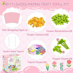 JUMP PASS BY DIY Fabric Flower Bouquets Toys for Kids Refill Kit - Arts & Crafts Toy Accessories-Flower Press Kit Accessories