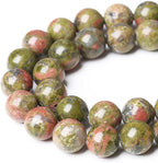 32pcs 12mm Natural Unakite Gemstone Beads Round Loose Beads for Jewelry Making DIY Bracelet Necklace