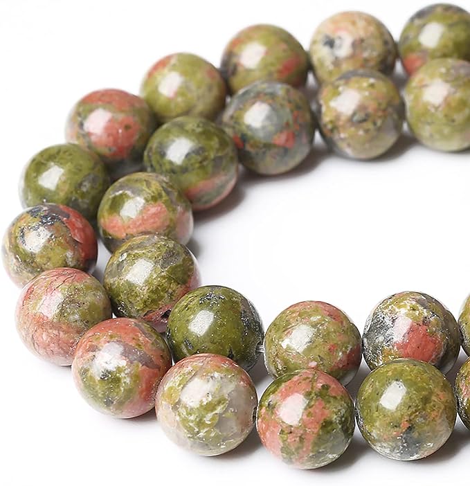 45pcs 8mm Natural Unakite Gemstone Beads Round Loose Beads for Jewelry Making DIY Bracelet Necklace