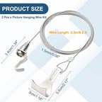 uxcell 2Pcs Picture Hanging Wire Kit, 2.5 m x 1.5 mm Heavy Duty Picture Hangers Adjustable Wire Rope with S-Hooks and Loop, Load 35kg/77.1 lbs for Hanging Mirrors Light Lamp Artwork