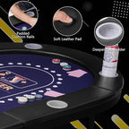 71" Foldable Poker Table for 8 Players, Professional Texas Hold'em Casino Table with Padded Rails& Cup Holders, Casino-Grade Felt Folding Game Table for Blackjack, Home, Parties, Game Nights