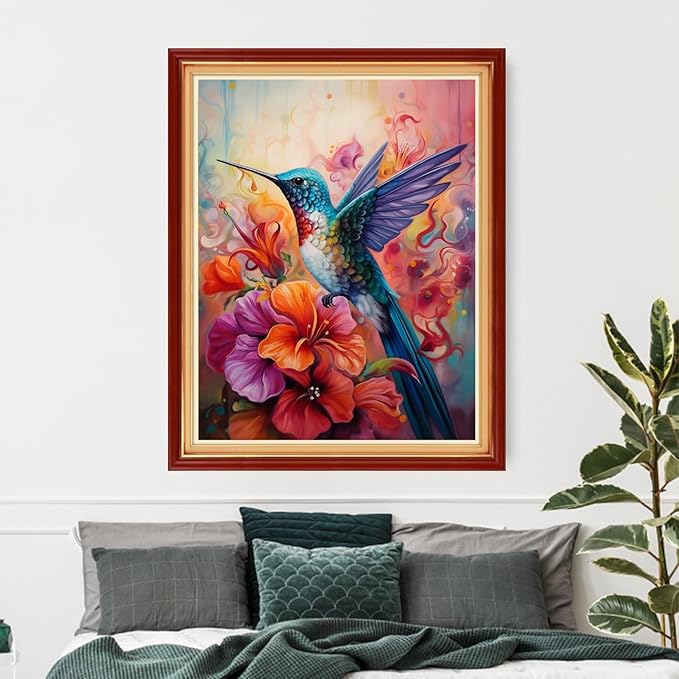 Artvxeay Stamped Cross Stitch Kits Beginners Full Range of Embroidery Starter Kits for Adults Printed Cross Stitching DIY Needlepoint Kit 11CT - (Hummingbird Flowers 16x20 inch)