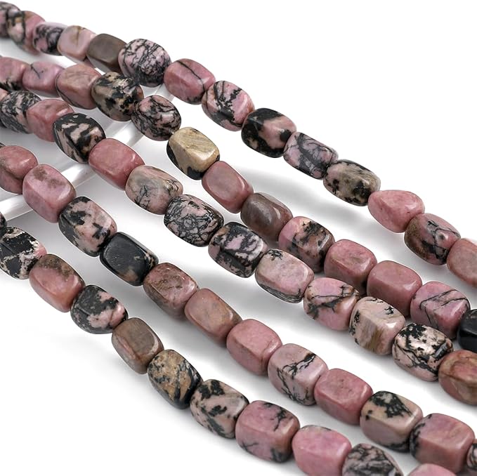 Natural Rhodochrosite Cuboid Stone Loose Semi Gemstone Beads for Jewelry Making 8mmx12mm 38cm/Strand